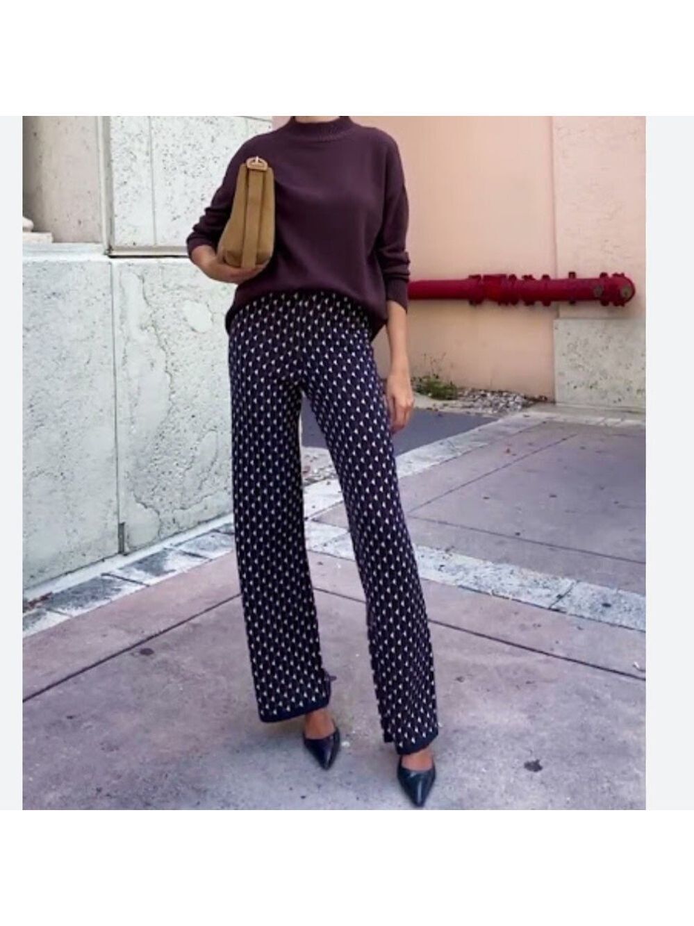 JOE FRESH pull on pants Geometric Patterned wide leg knit Pants navy blue sz XL